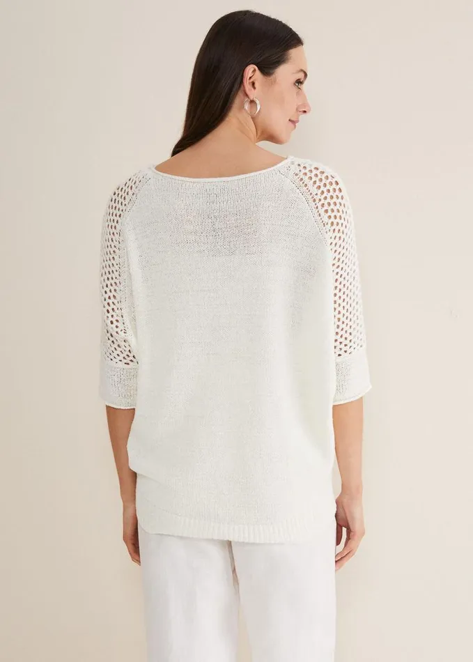 Phase Eight Sophie Honeycomb Tape Knit Ivory Women Knitwear