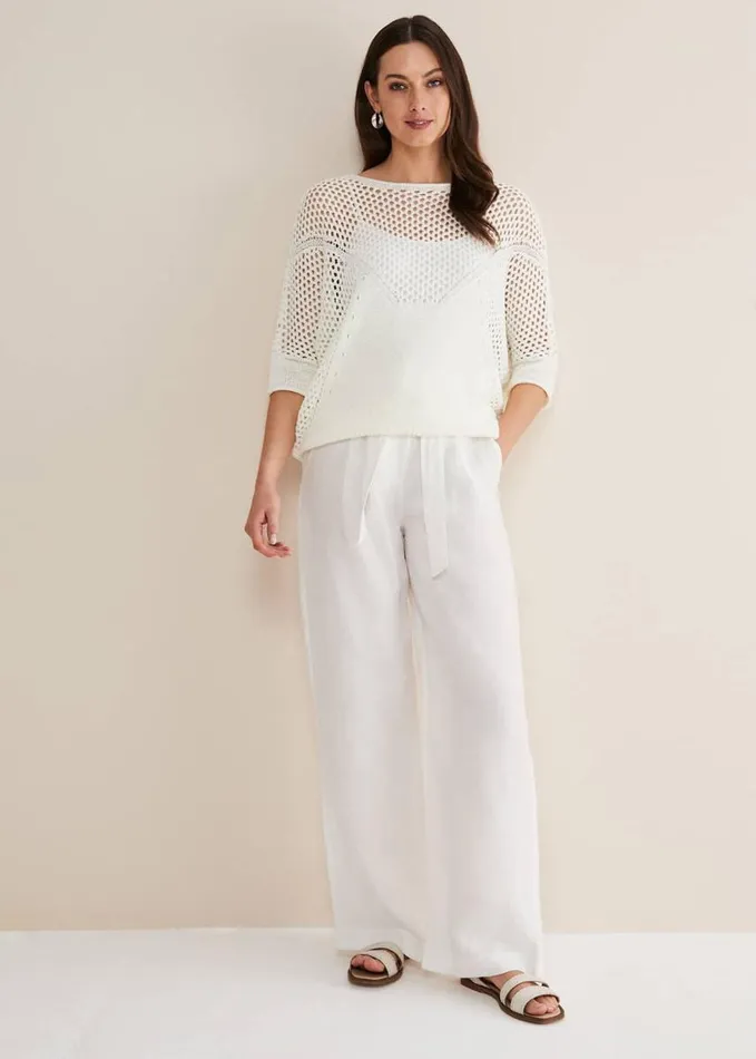 Phase Eight Sophie Honeycomb Tape Knit Ivory Women Knitwear