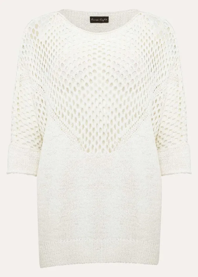 Phase Eight Sophie Honeycomb Tape Knit Ivory Women Knitwear