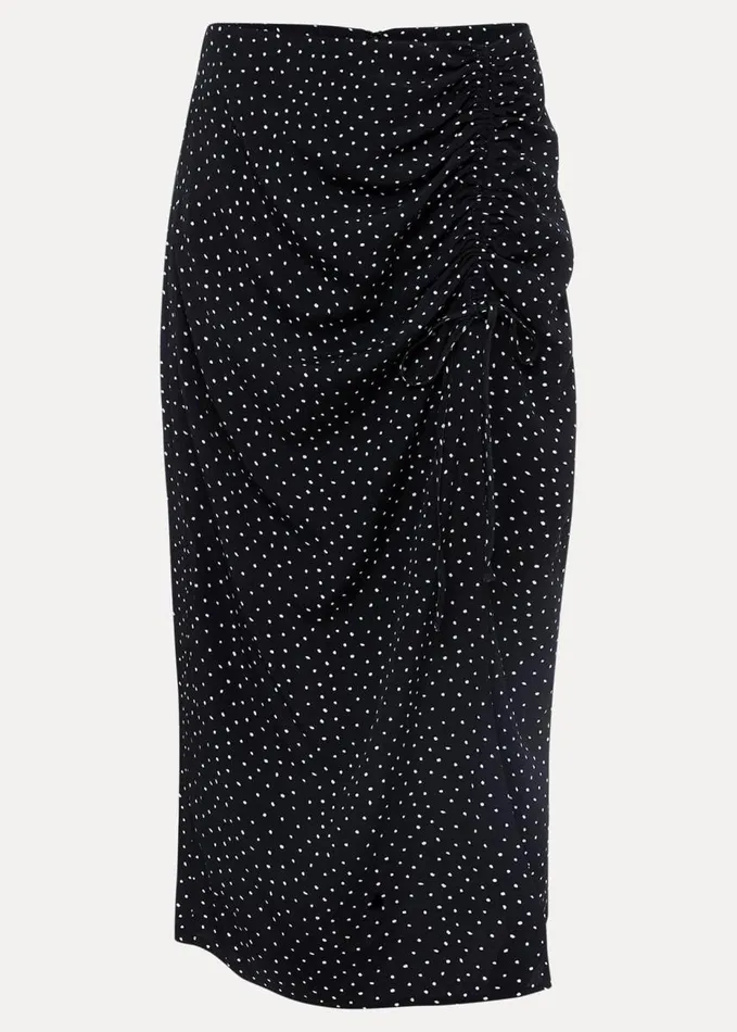 Phase Eight Spot Print Midi Ruched Skirt Blackwhite Women Skirts