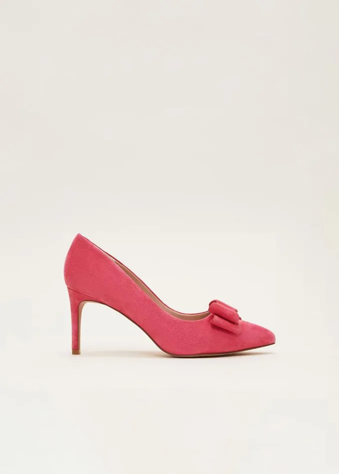 Phase Eight Suede Bow Front Court Shoes Raspberry Women Occasion Shoes