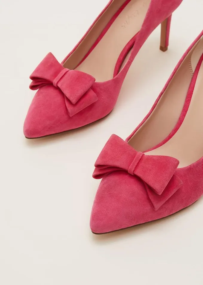 Phase Eight Suede Bow Front Court Shoes Raspberry Women Occasion Shoes