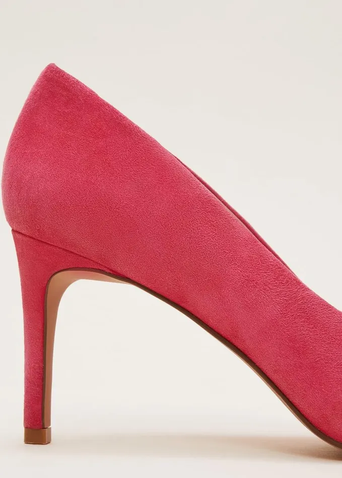 Phase Eight Suede Bow Front Court Shoes Raspberry Women Occasion Shoes