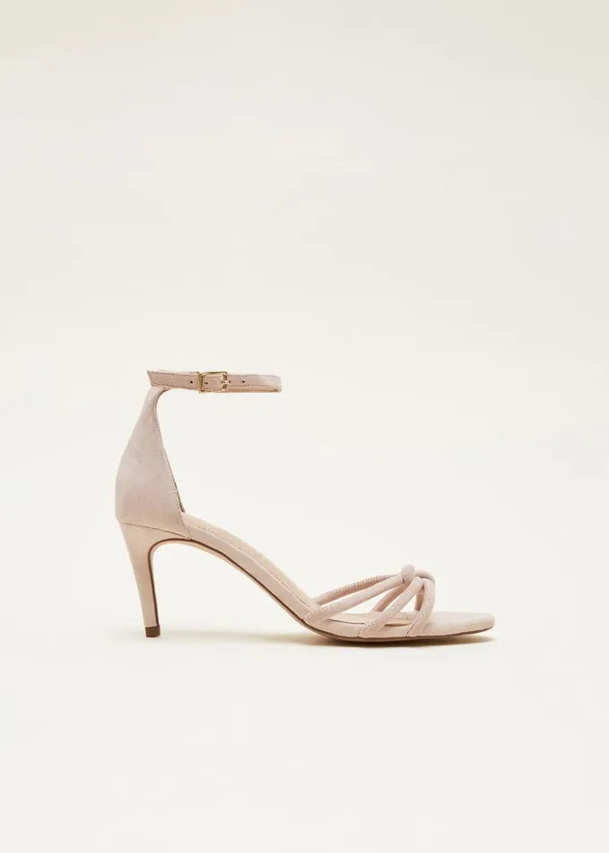 Phase Eight Suede Knotted Barely There Sandal Cameo Women Heels