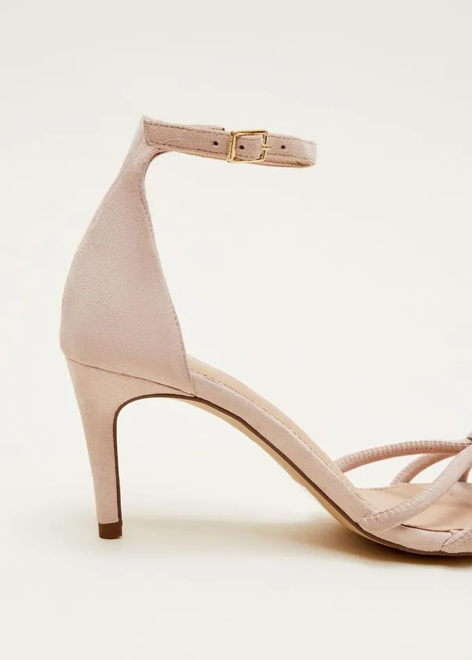 Phase Eight Suede Knotted Barely There Sandal Cameo Women Heels