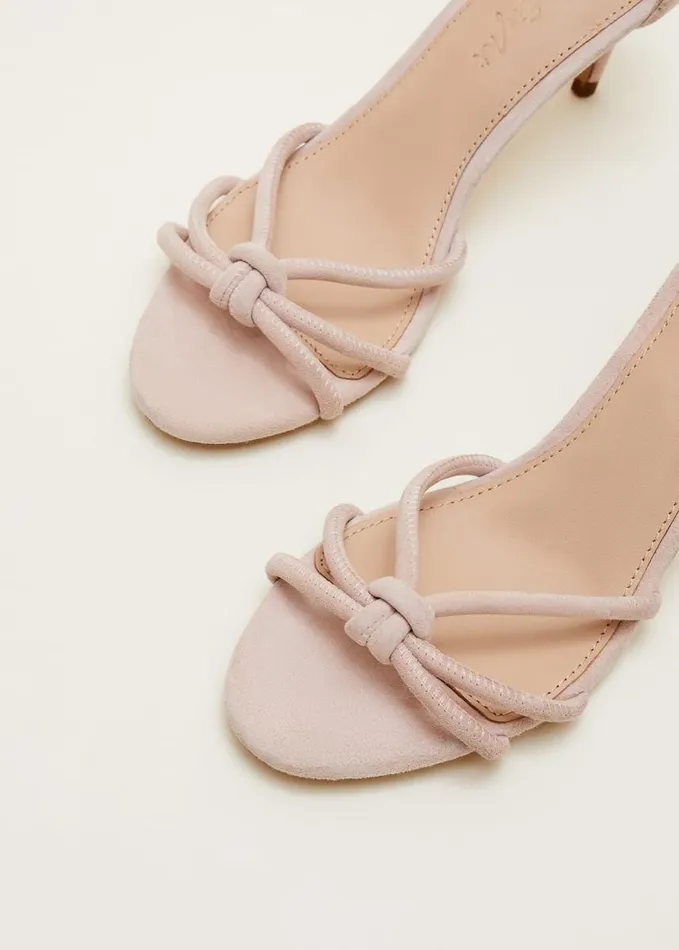 Phase Eight Suede Knotted Barely There Sandal Cameo Women Heels