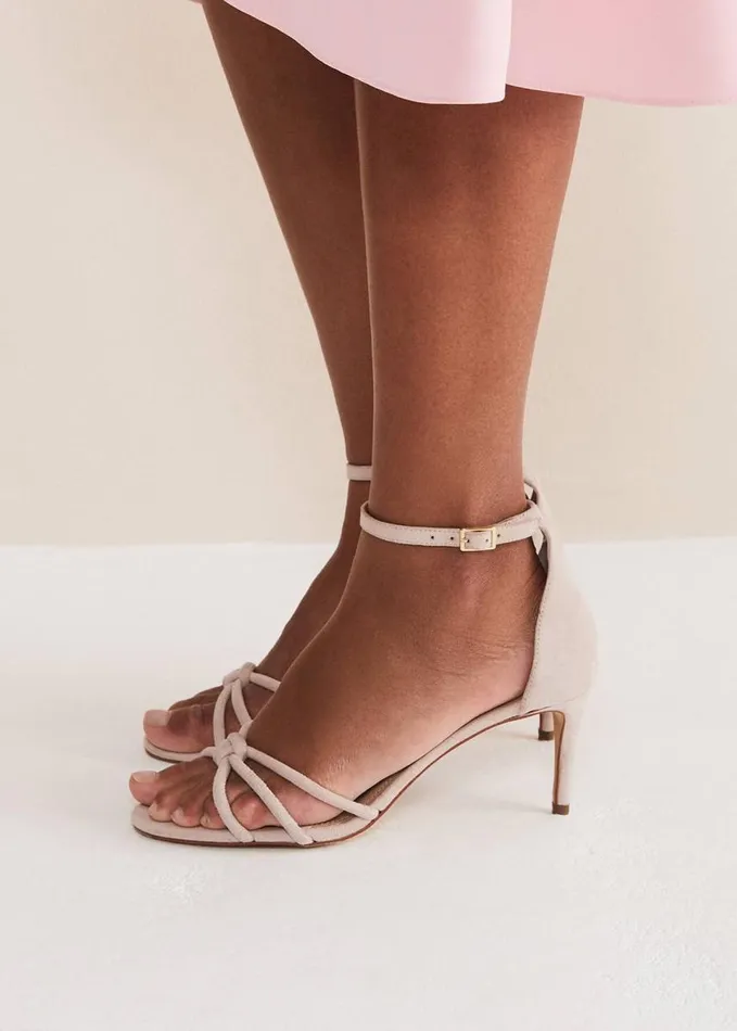 Phase Eight Suede Knotted Barely There Sandal Cameo Women Heels