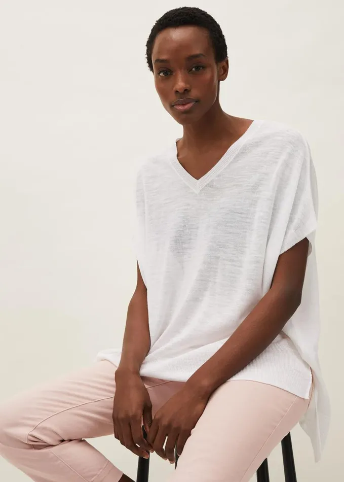 Phase Eight Sukie VNeck Knit Jumper Ivory Women Knitwear
