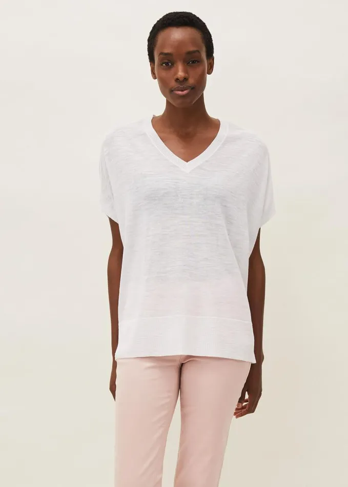 Phase Eight Sukie VNeck Knit Jumper Ivory Women Knitwear