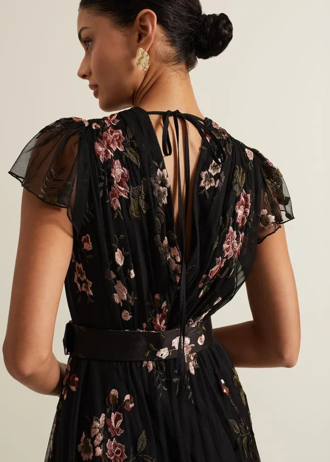 Phase Eight Tamera Mesh Embroidered Maxi Dress Multicoloured Women Dresses