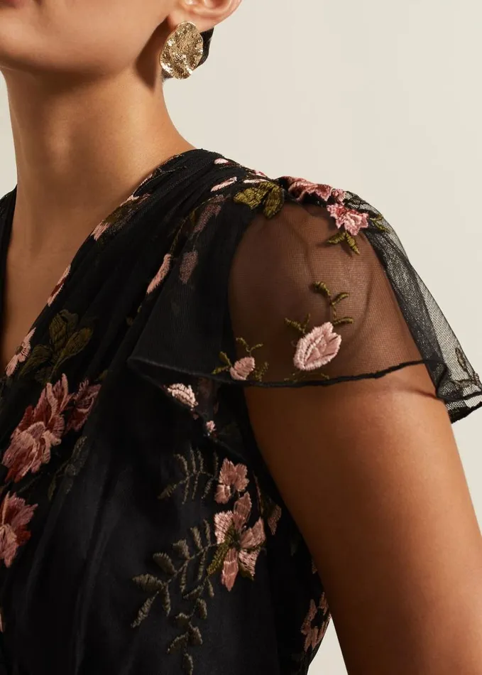Phase Eight Tamera Mesh Embroidered Maxi Dress Multicoloured Women Dresses