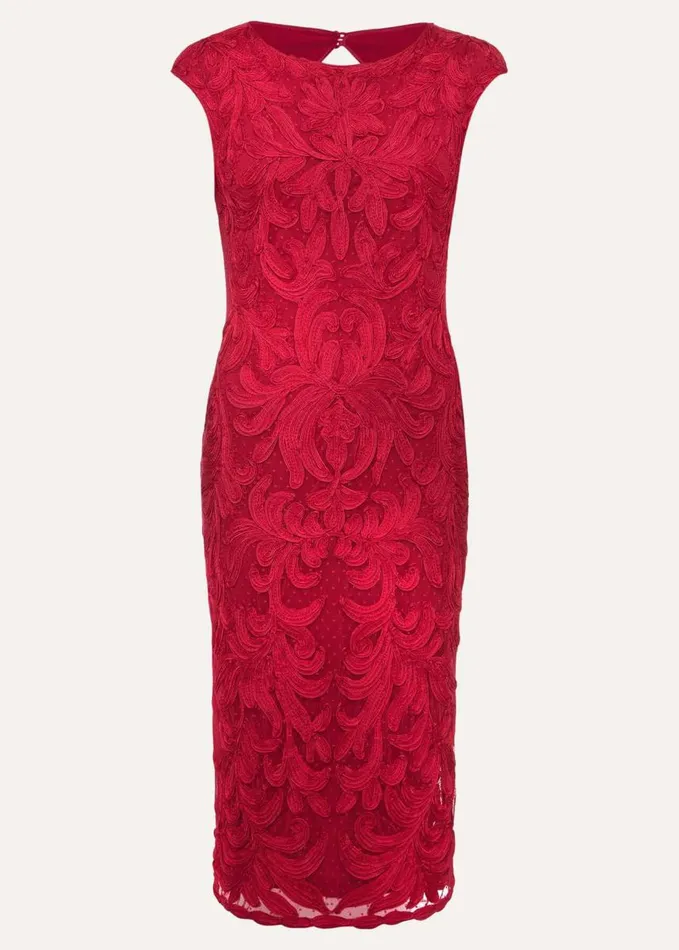Phase Eight Tania Tapework Mini Dress Raspberry Women Dresses