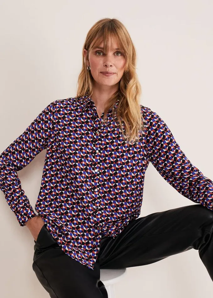 Phase Eight Tanjina Geo Shirt Orangeblue Women Shirts and Blouses