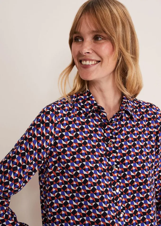 Phase Eight Tanjina Geo Shirt Orangeblue Women Shirts and Blouses
