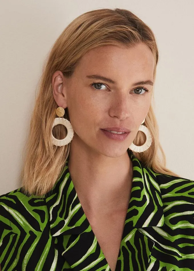 Phase Eight Threaded Circle Drop Earrings Ivory Women Jewellery