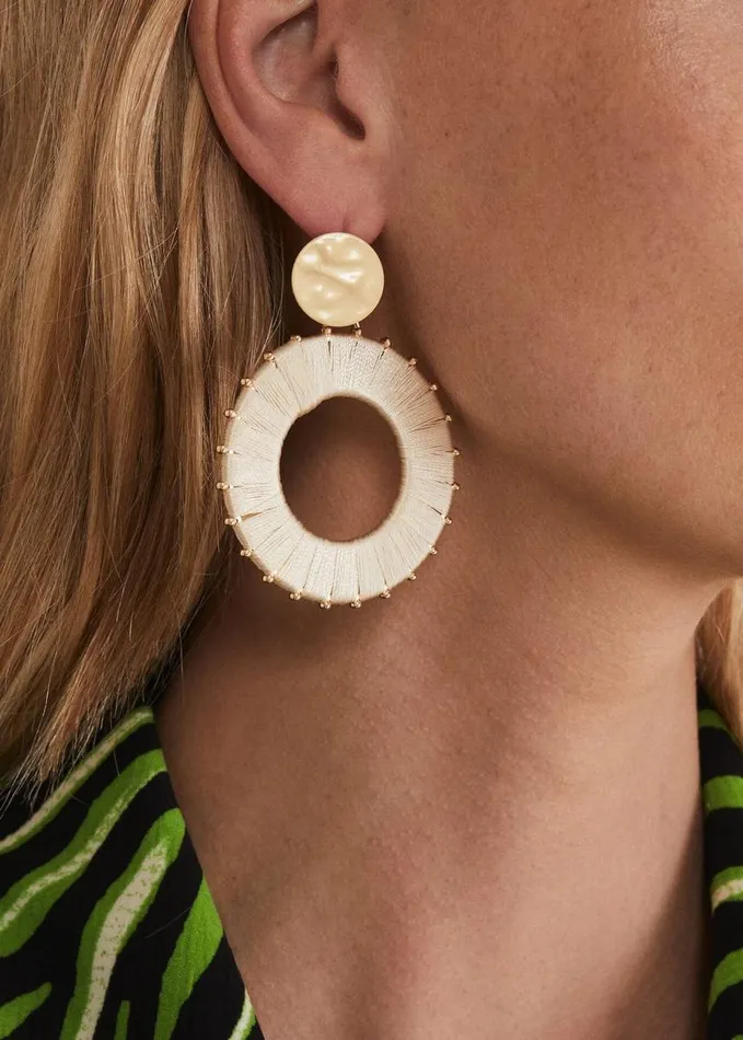 Phase Eight Threaded Circle Drop Earrings Ivory Women Jewellery