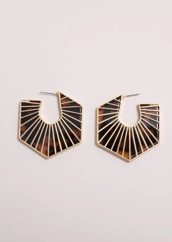 Phase Eight Tort Large Hoop Earrings Brown Women Jewellery