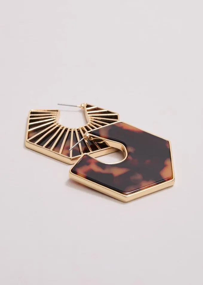 Phase Eight Tort Large Hoop Earrings Brown Women Jewellery
