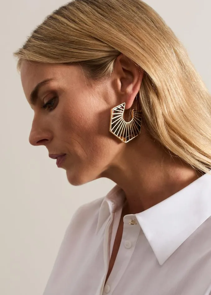 Phase Eight Tort Large Hoop Earrings Brown Women Jewellery