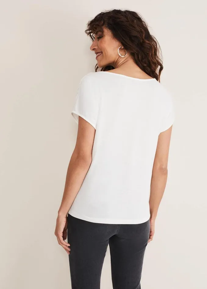 Phase Eight Ulla Placement Burnout Top Ivory Women Tops and TShirts