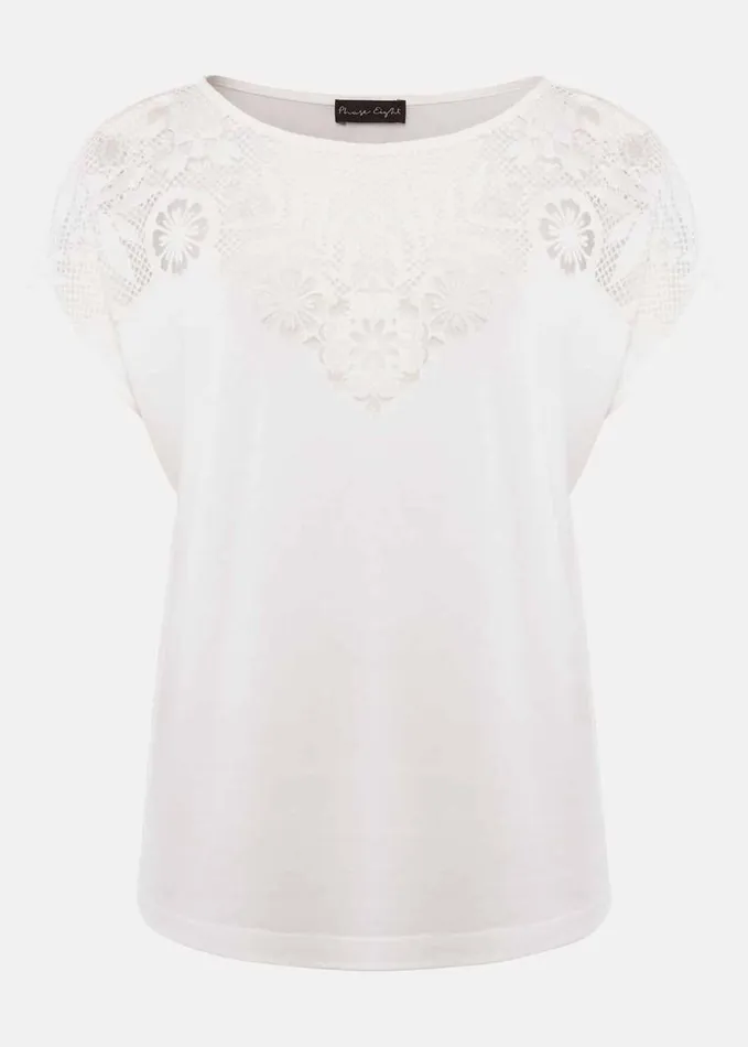 Phase Eight Ulla Placement Burnout Top Ivory Women Tops and TShirts