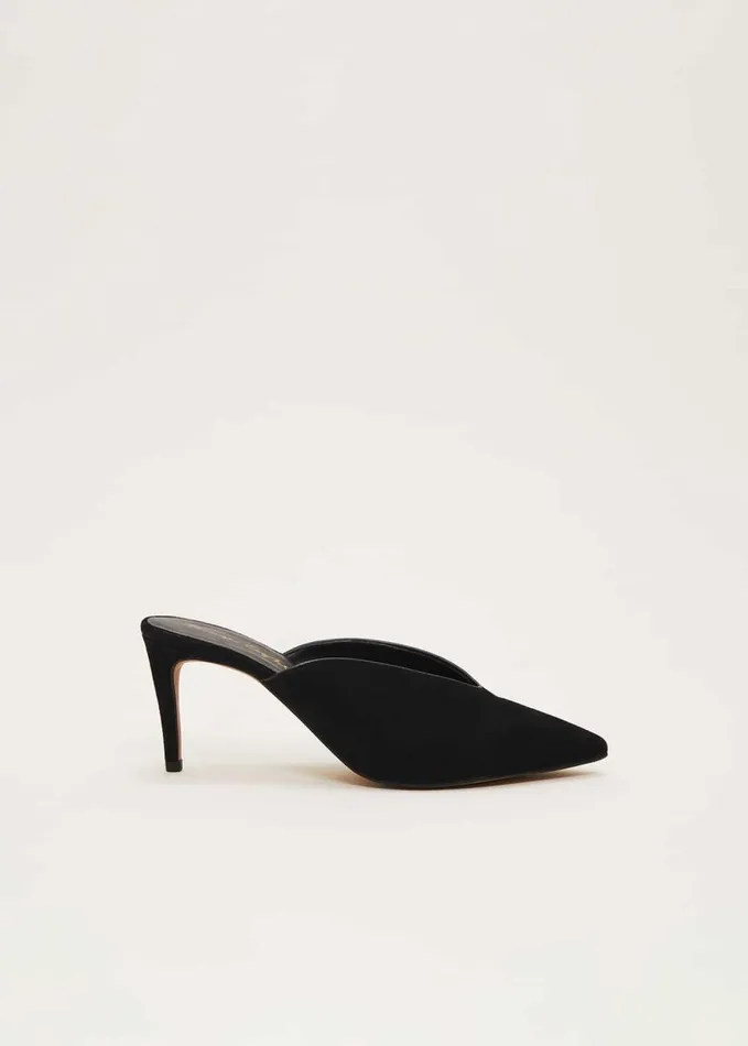 Phase Eight V Front Mule Shoe Black Women Heels