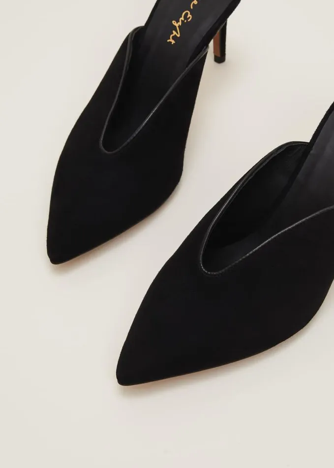 Phase Eight V Front Mule Shoe Black Women Heels