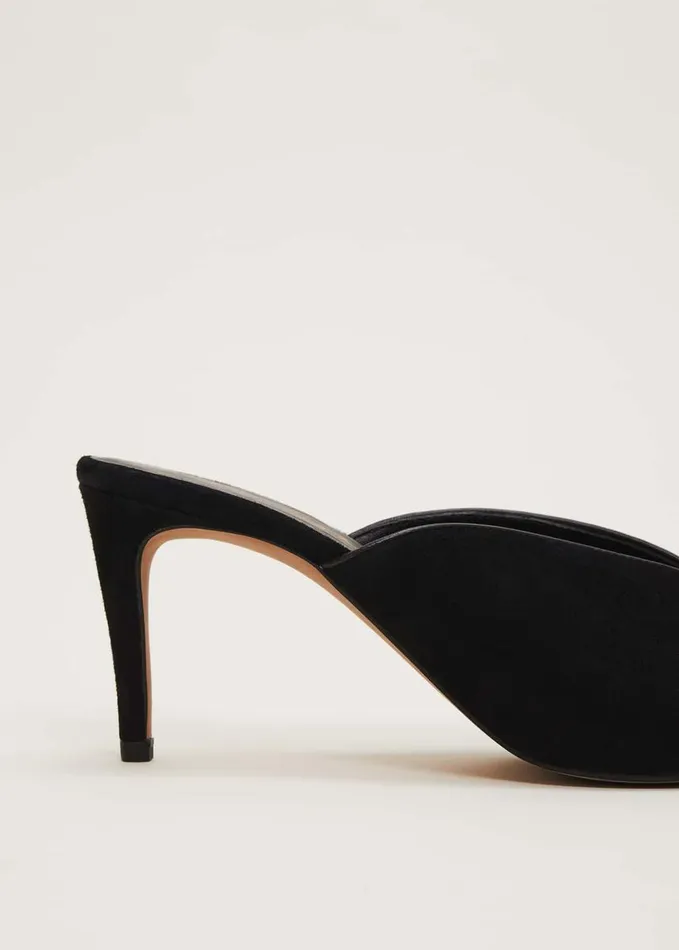 Phase Eight V Front Mule Shoe Black Women Heels