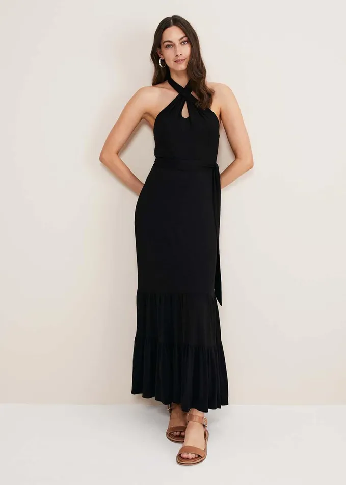 Phase Eight Valeria Jersey Halter Neck Dress Black Women Dresses