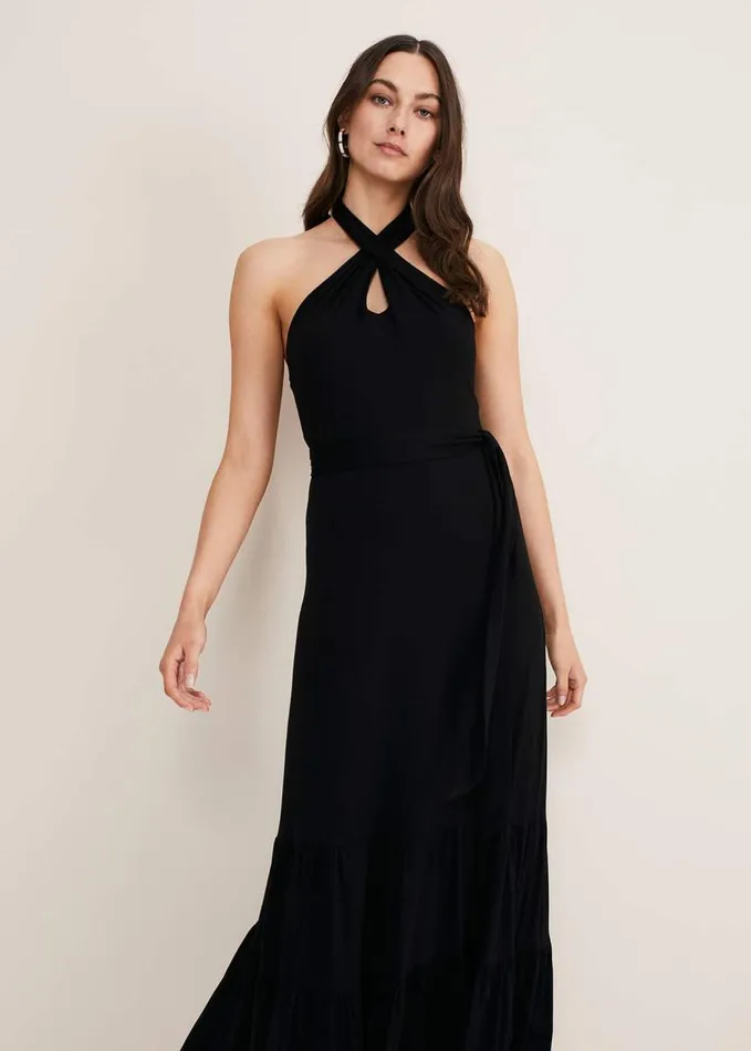 Phase Eight Valeria Jersey Halter Neck Dress Black Women Dresses