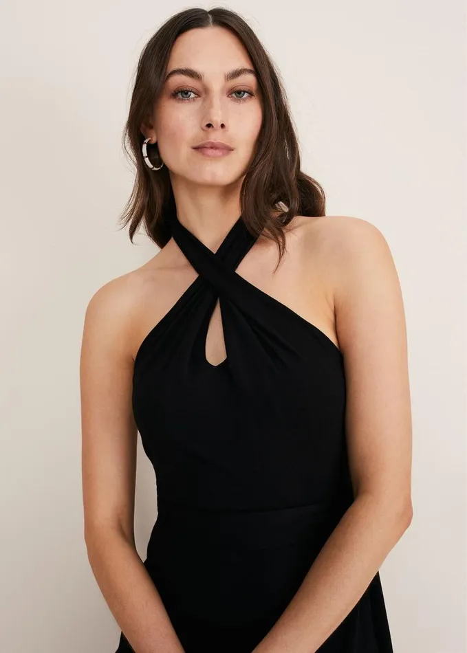 Phase Eight Valeria Jersey Halter Neck Dress Black Women Dresses