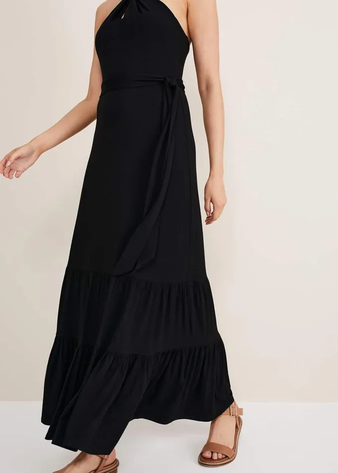 Phase Eight Valeria Jersey Halter Neck Dress Black Women Dresses