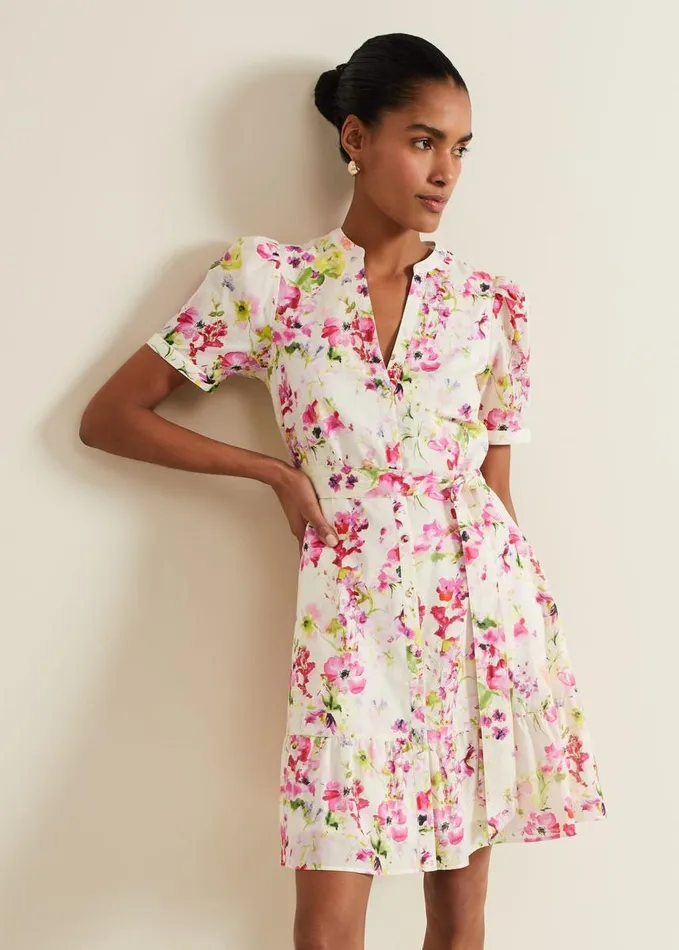 Phase Eight Velma Cotton Mini Dress Ivory Women Dresses