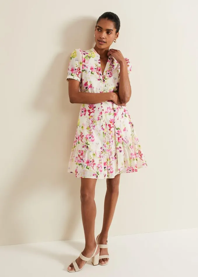 Phase Eight Velma Cotton Mini Dress Ivory Women Dresses