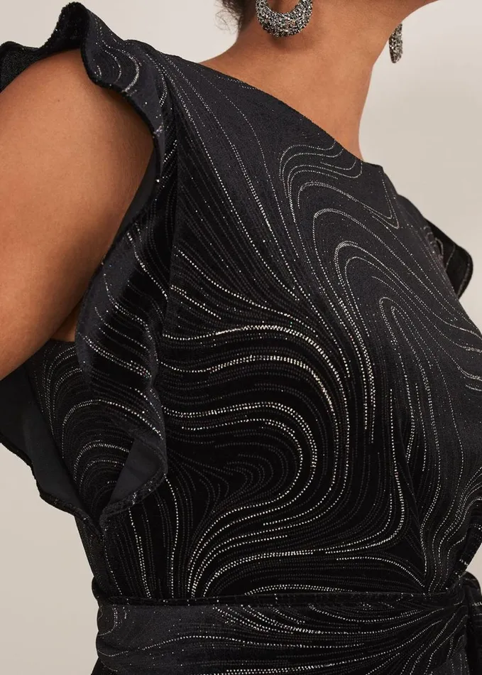 Phase Eight Victoriana Swirl Velvet Jumpsuit Blackgold Women Jumpsuits