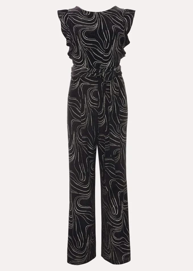 Phase Eight Victoriana Swirl Velvet Jumpsuit Blackgold Women Jumpsuits