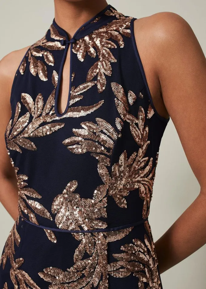 Phase Eight Viviana Sequin Maxi Dress Navygold Women Dresses