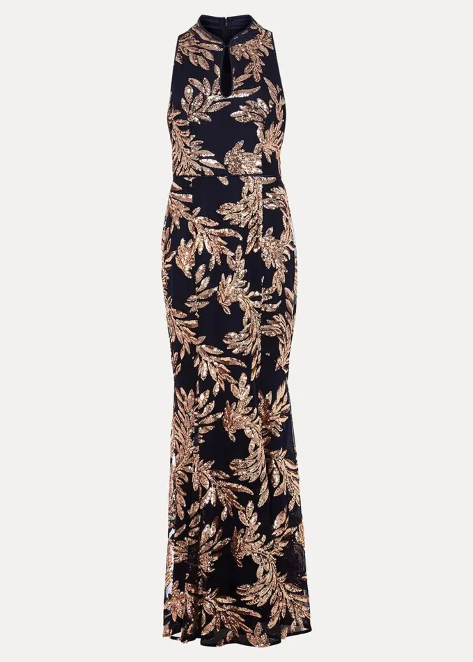 Phase Eight Viviana Sequin Maxi Dress Navygold Women Dresses