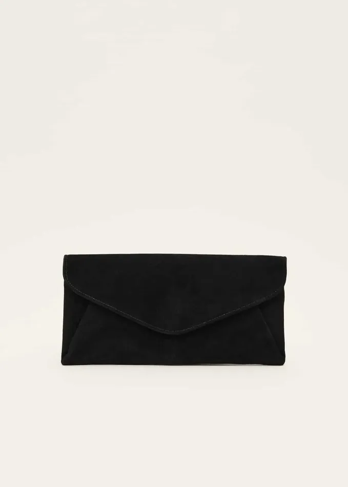 Phase Eight Wendie Suede Envelope Clutch Bag Black Women Bags and Clutches