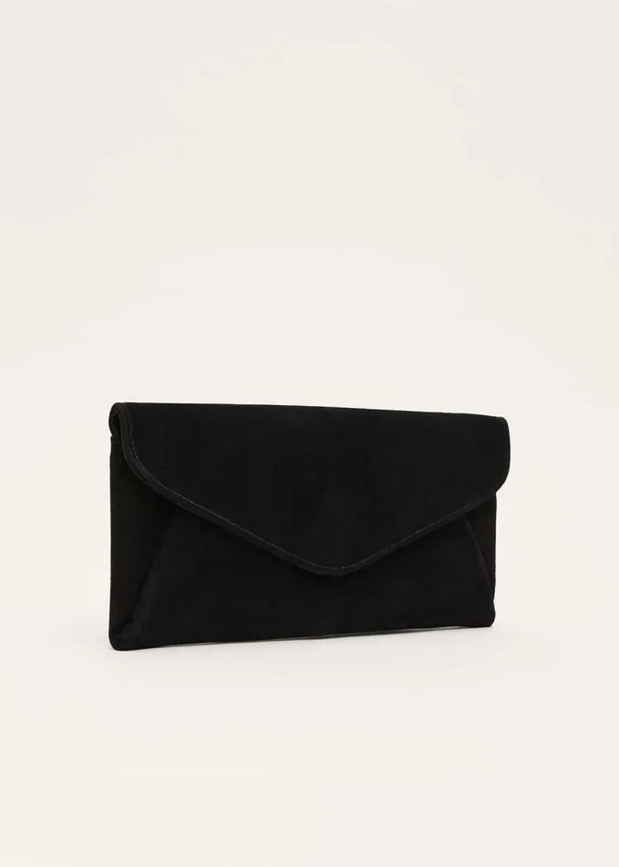 Phase Eight Wendie Suede Envelope Clutch Bag Black Women Bags and Clutches