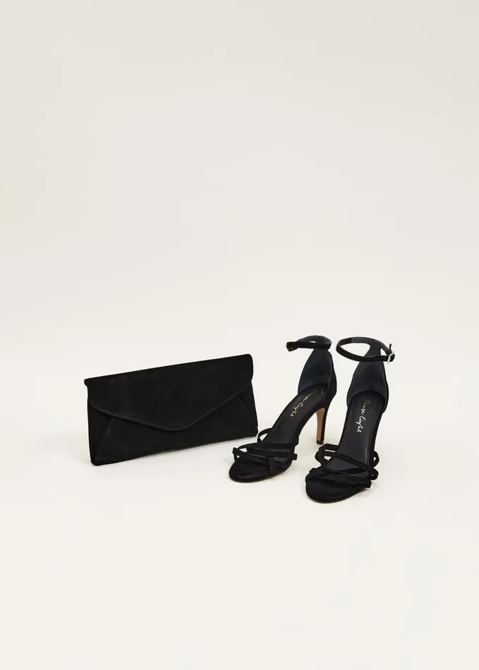 Phase Eight Wendie Suede Envelope Clutch Bag Black Women Bags and Clutches