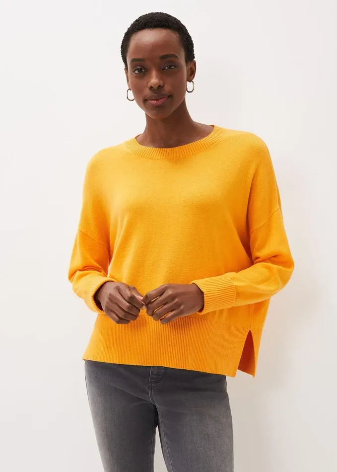 Phase Eight Yazin Boxy Knit Jumper Orange Women Knitwear