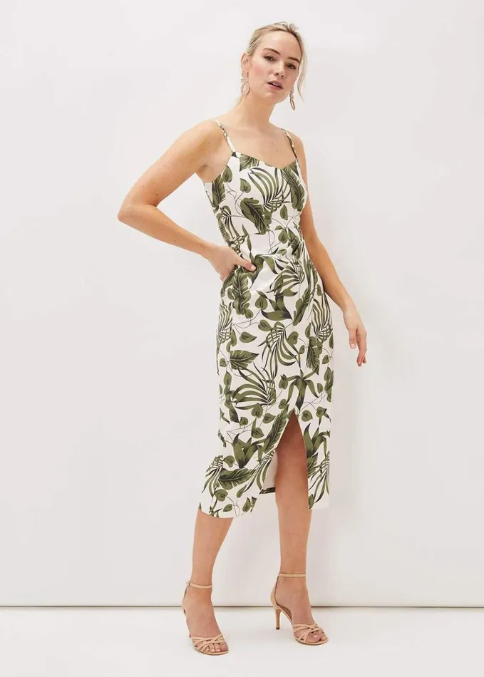 Phase Eight Yolanta Cotton Palm Print Midi Dress Ivorymulti Women Dresses