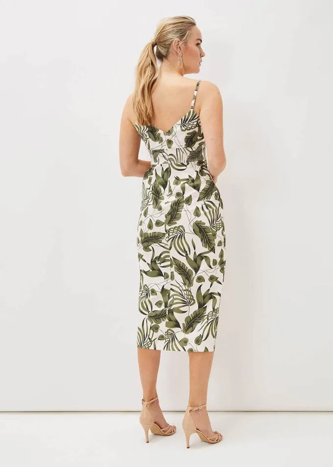 Phase Eight Yolanta Cotton Palm Print Midi Dress Ivorymulti Women Dresses