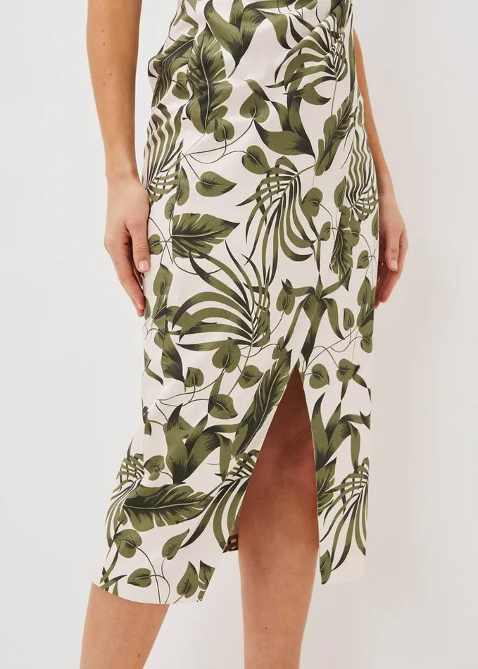 Phase Eight Yolanta Cotton Palm Print Midi Dress Ivorymulti Women Dresses