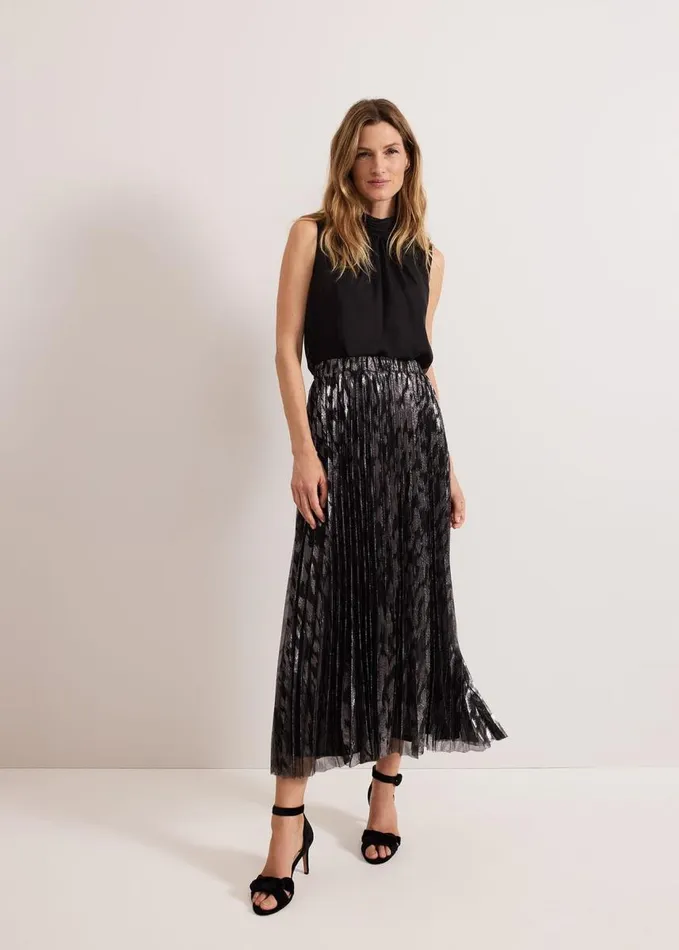 Phase Eight Zoe Metallic Pleated Skirt Metallic Women Skirts