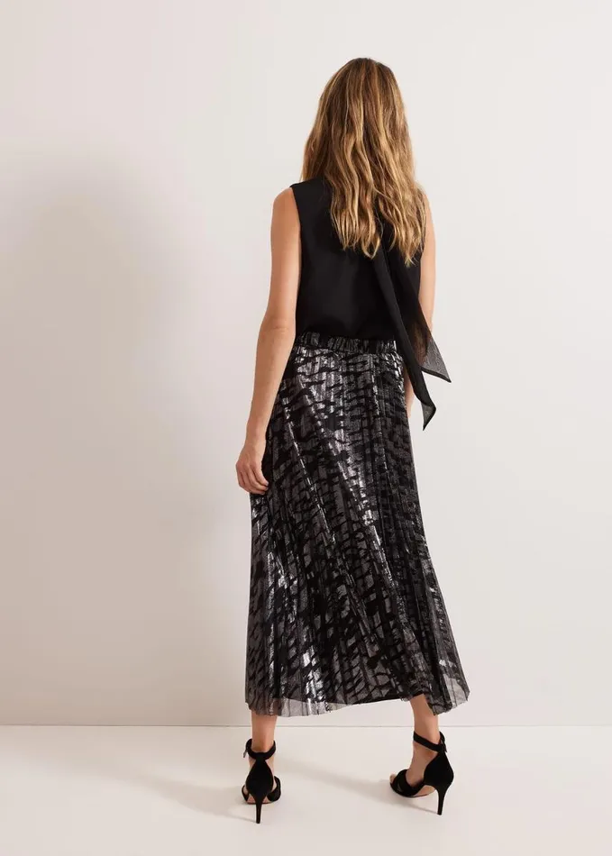 Phase Eight Zoe Metallic Pleated Skirt Metallic Women Skirts
