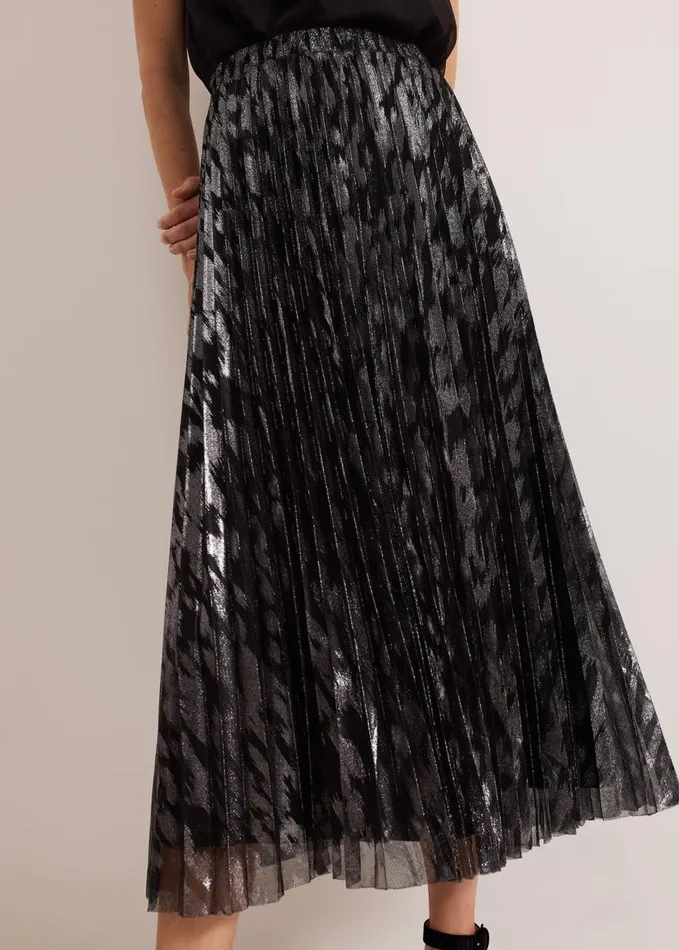 Phase Eight Zoe Metallic Pleated Skirt Metallic Women Skirts