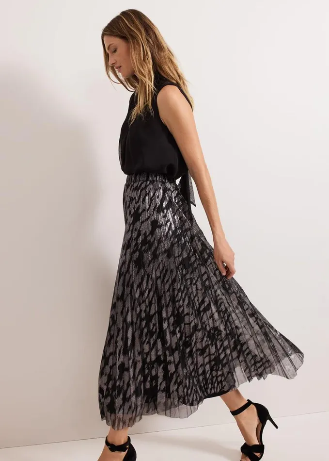 Phase Eight Zoe Metallic Pleated Skirt Metallic Women Skirts