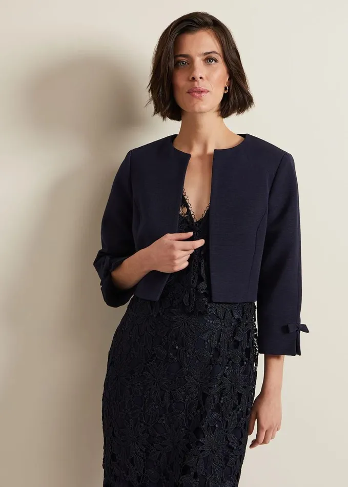 Phase Eight Zoelle Bow Jacket Navy Women Jackets